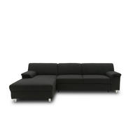 ECKSOFA Schwarz Webstoff  - Chromfarben/Schwarz, KONVENTIONELL, Textil/Metall (150/251cm) - MID.YOU