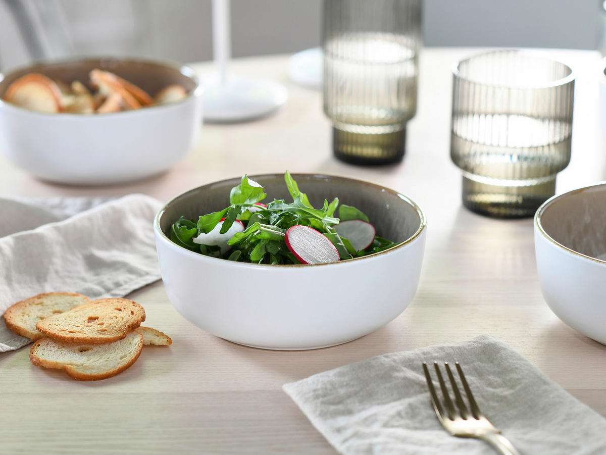 KOMBISERVICE Weiß, Beige Nordic Fjord Sand 16-teilig 4 Personen  - Beige/Weiß, Basics, Keramik - Creatable