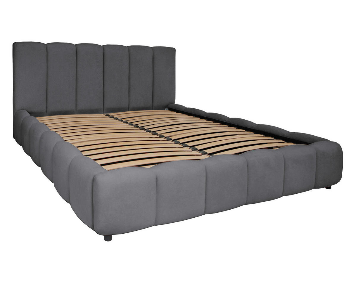 POLSTERBETT 180/200 cm,  in Anthrazit, Lattenrost, Bettkasten,  - Anthrazit/Schwarz, KONVENTIONELL, Holz/Kunststoff (180/200cm) - Boxxx