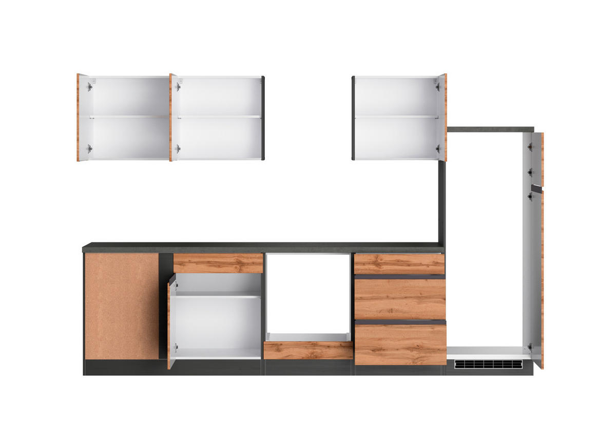 ECKKÜCHE 240/300 cm  in Graphitfarben, Eiche Wotan  - Eiche Wotan/Graphitfarben, Design, Holzwerkstoff (240/300cm) - Held