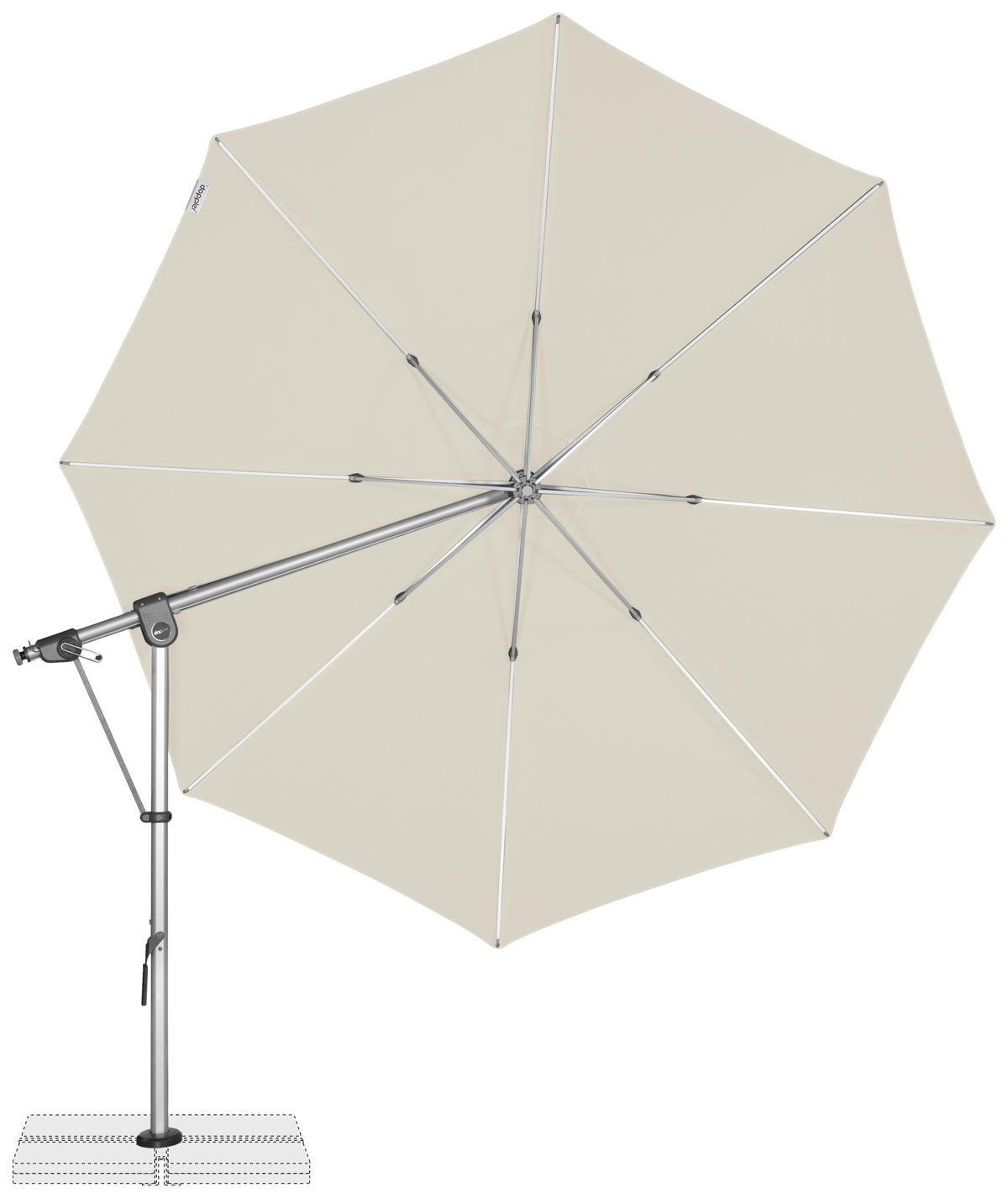 AMPELSCHIRM 350 cm Naturfarben  - Silberfarben/Naturfarben, Basics, Textil/Metall (350/350cm) - Doppler