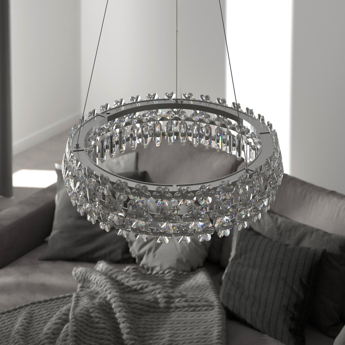 LED-HÄNGELEUCHTE 60/150 cm  - Klar, Design, Glas/Metall (60/150cm) - Glandor