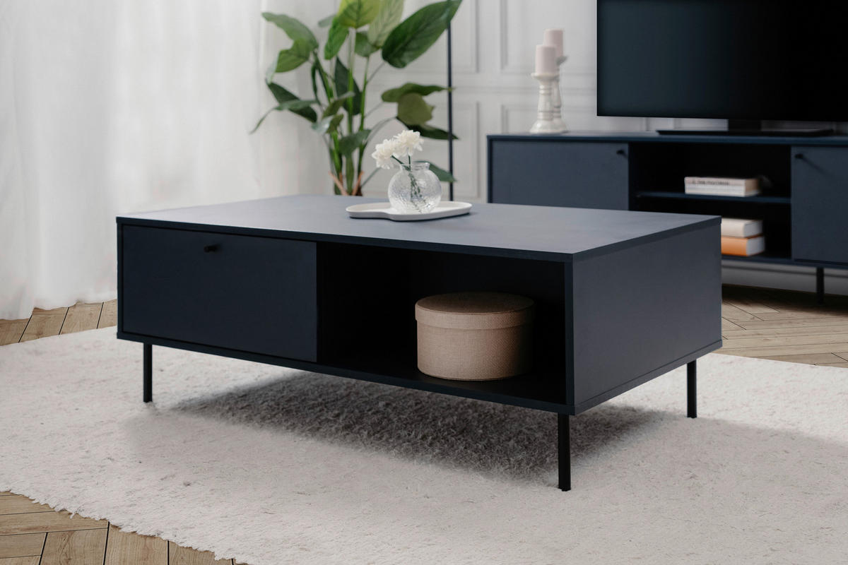 KLUB STOLIĆ tamno plava  drvni materijal  - tamno plava/crna, Moderno, drvni materijal/metal (110/60/40cm) - MID.YOU