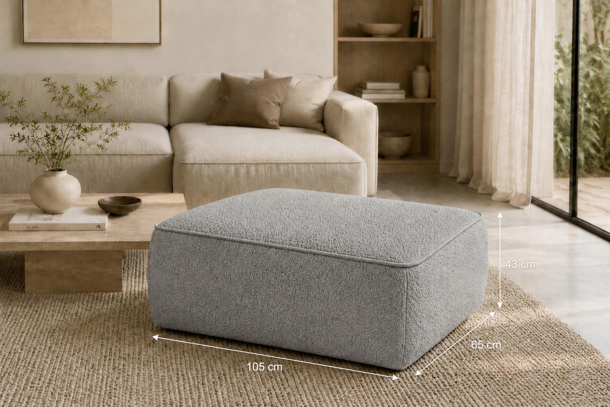HOCKER in Textil, Holzwerkstoff Grau  - Schwarz/Grau, KONVENTIONELL, Holzwerkstoff/Kunststoff (105/43/65cm) - Livetastic