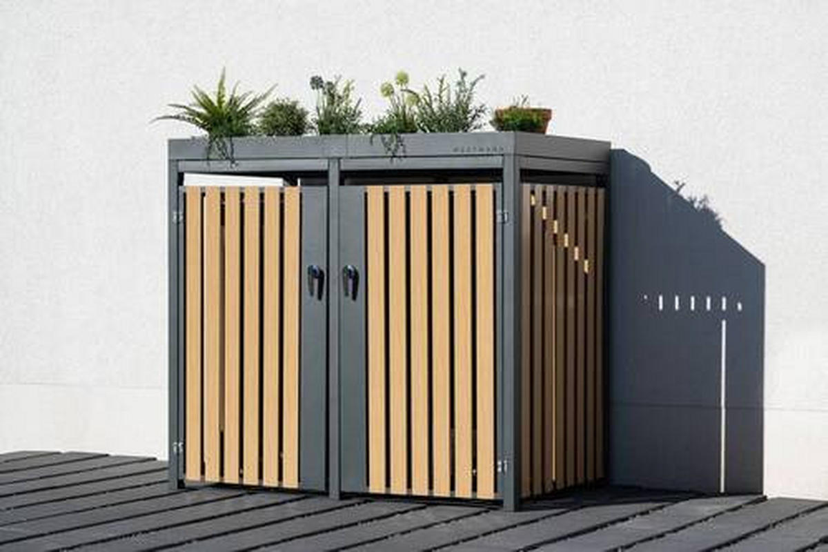 MÜLLTONNENBOX - Anthrazit/Naturfarben, Basics, Metall (84/125/134cm)