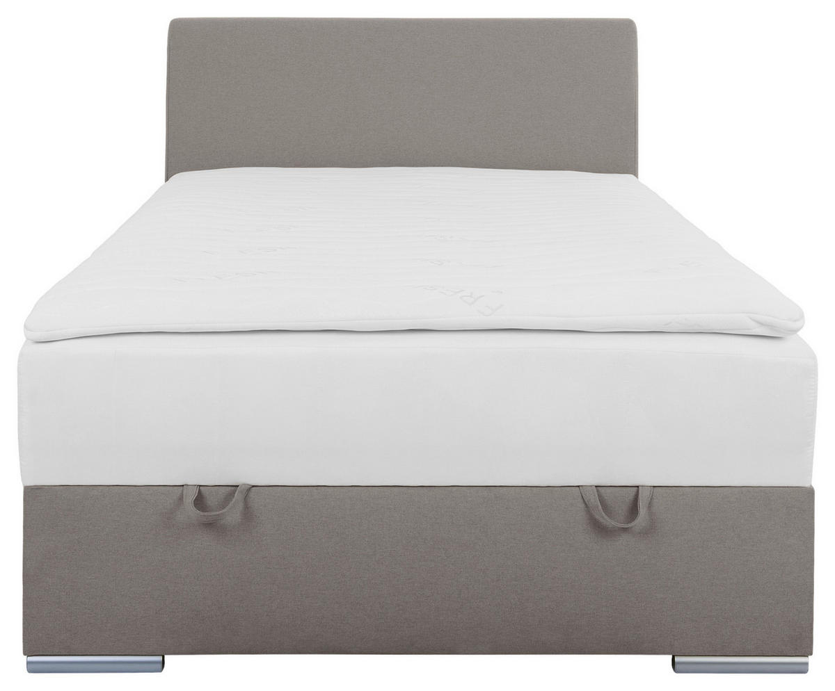 POLSTERBETT Bettkasten, Topper 120/200 cm  in Taupe  - Taupe/Chromfarben, KONVENTIONELL, Holz/Kunststoff (120/200cm) - MID.YOU