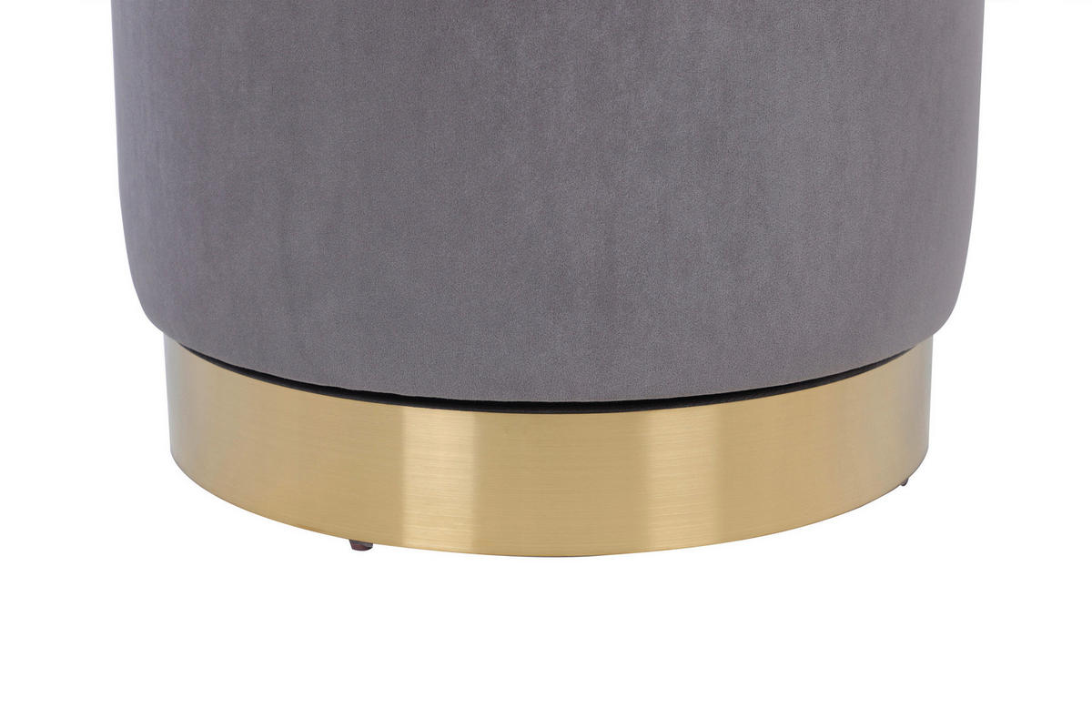 DREHHOCKER Samt Grau  - Goldfarben/Grau, Design, Textil/Metall (52/68cm) - Kayoom