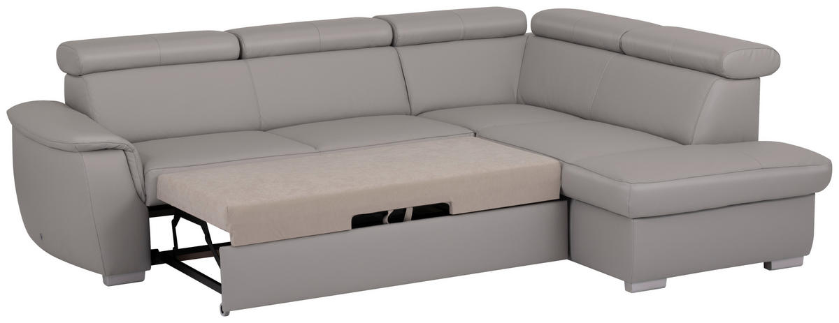 SEDACÍ SOUPRAVA, textil, kůže, platinová - barvy stříbra/platinová, dřevo/textil (262/211cm) - Celina Home