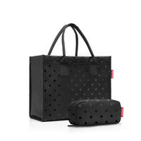 EINKAUFSTASCHE Daily shopper set #1 glossy dots black  - Schwarz, Basics, Textil (43/8/36cm) - Reisenthel