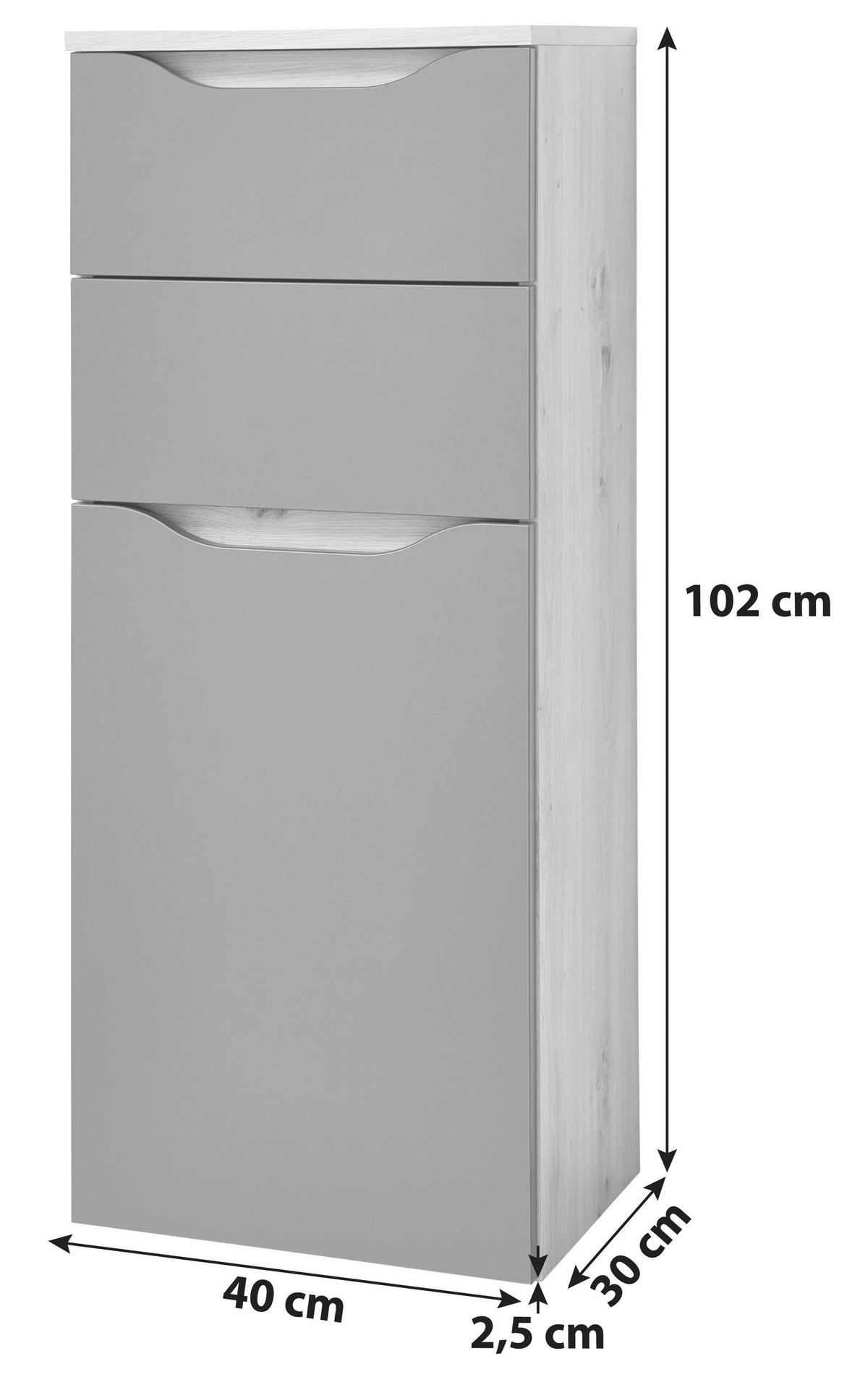UNTERSCHRANK 40/102/30 cm   - Eichefarben/Anthrazit, MODERN, Holzwerkstoff/Kunststoff (40/102/30cm) - MID.YOU