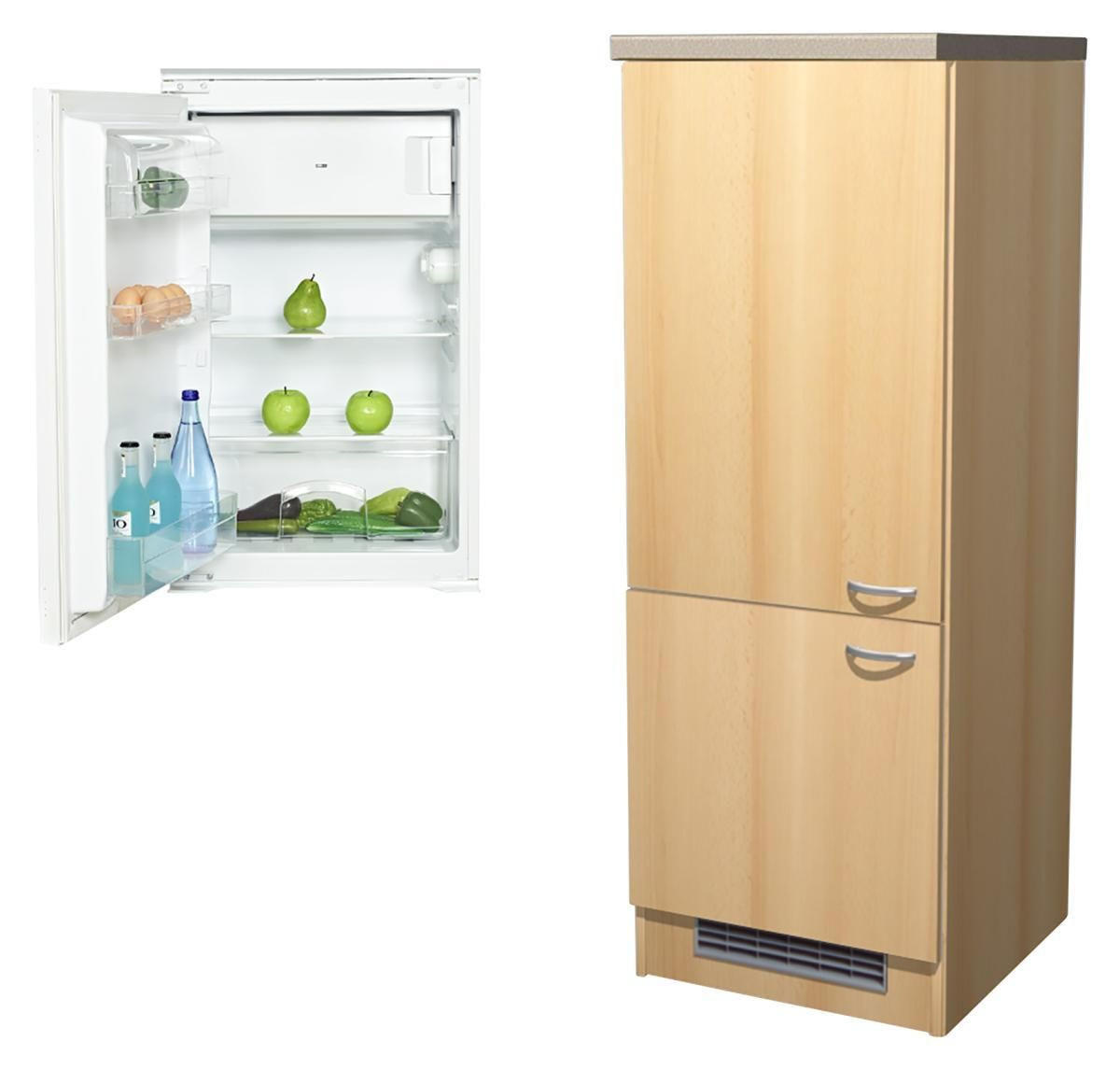 GERÄTEUMBAUSCHRANK 60/162/60 cm  in Buchefarben  - Edelstahlfarben/Beige, MODERN, Holzwerkstoff/Kunststoff (60/162/60cm) - FlexWell