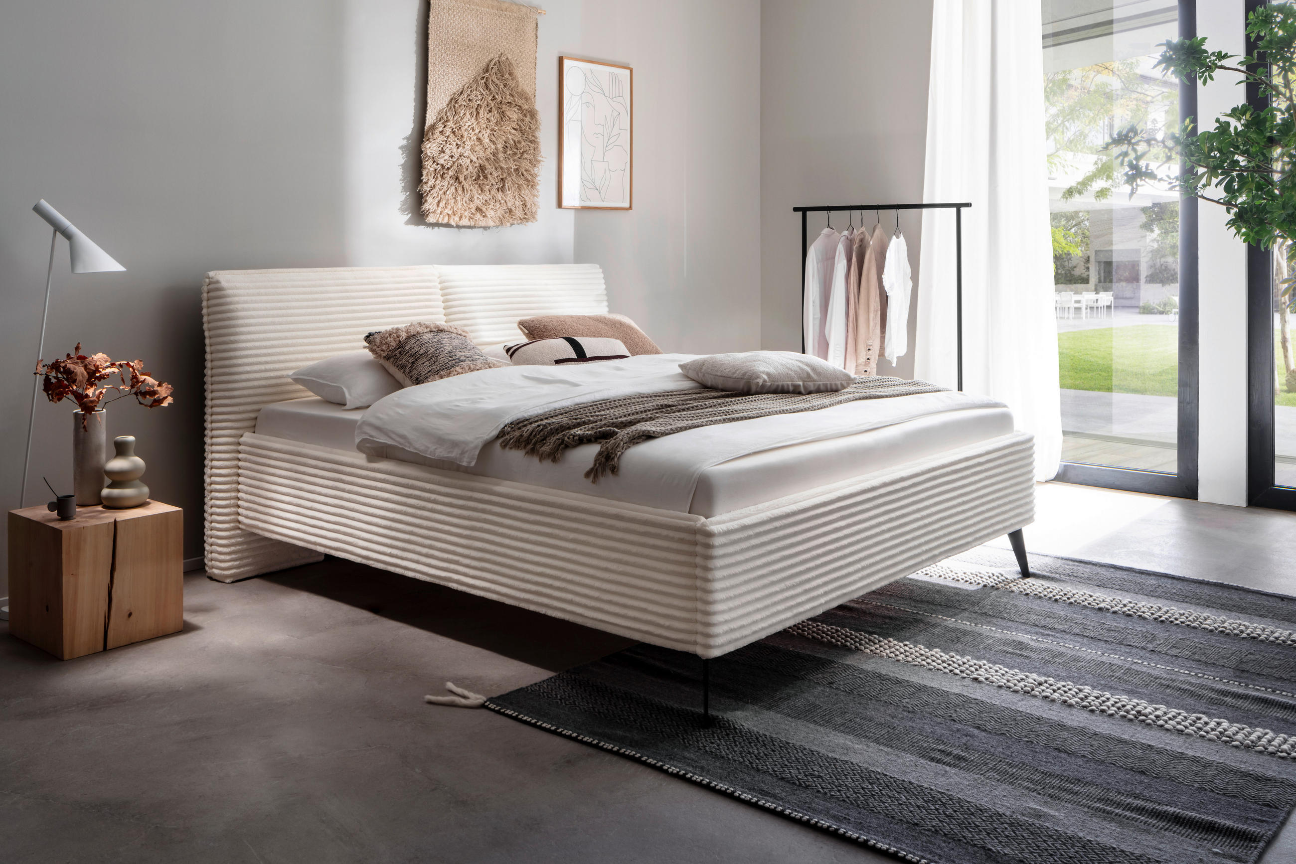 POLSTERBETT 160/200 cm  in Creme  - Creme/Schwarz, Trend, Textil/Metall (160/200cm) - Boxxx