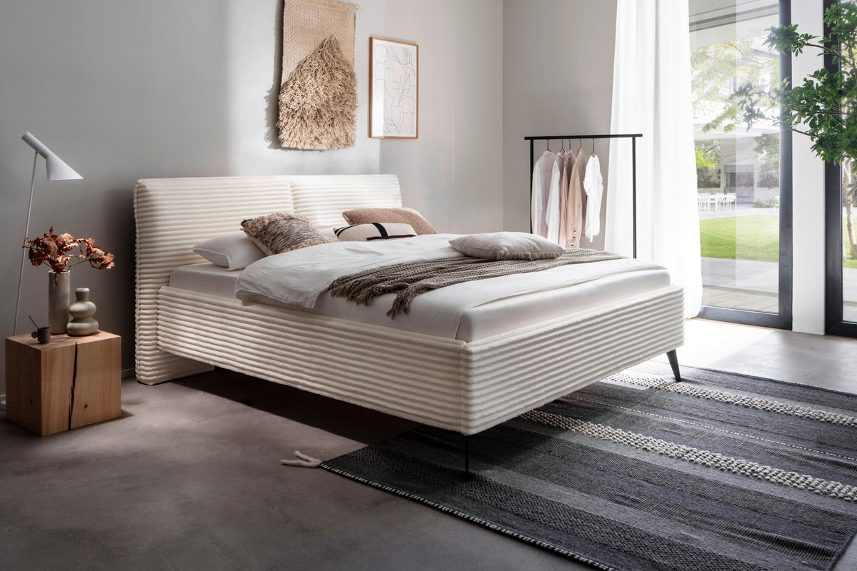 POLSTERBETT 180/200 cm  in Creme  - Creme/Schwarz, Trend, Textil/Metall (180/200cm) - MID.YOU