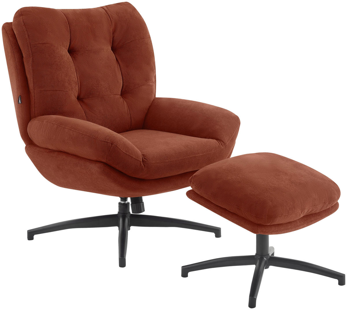 RELAXSESSELSET in Metall, Textil Schwarz, Rostfarben  - Rostfarben/Schwarz, Design, Textil/Metall (75/97/88cm) - Carryhome