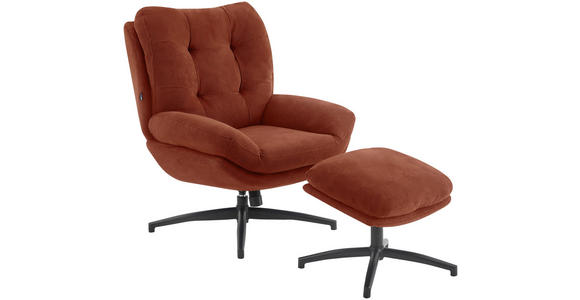 RELAXSESSELSET in Metall, Textil Schwarz, Rostfarben  - Rostfarben/Schwarz, Design, Textil/Metall (75/97/88cm) - Carryhome