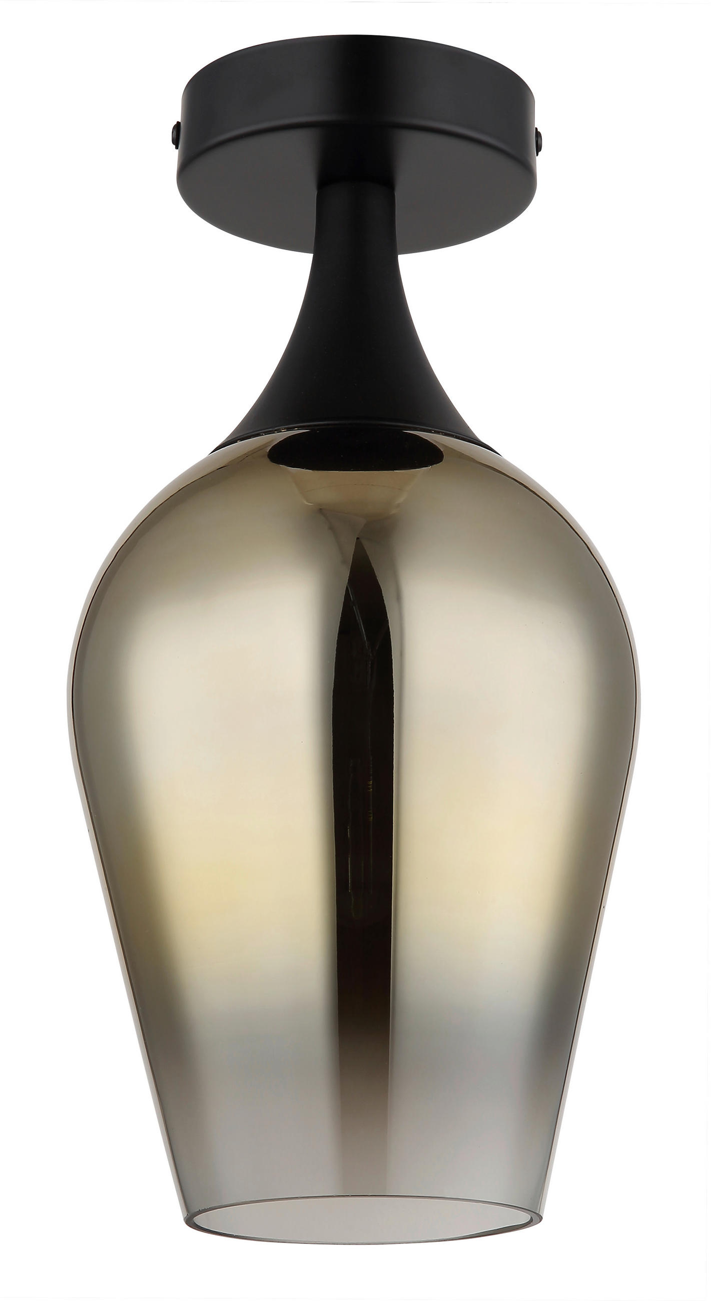 STROPNÍ SVÍTIDLO, 15/15/30 cm - černá/čiré, Design, kov/sklo (15/15/30cm) - Globo