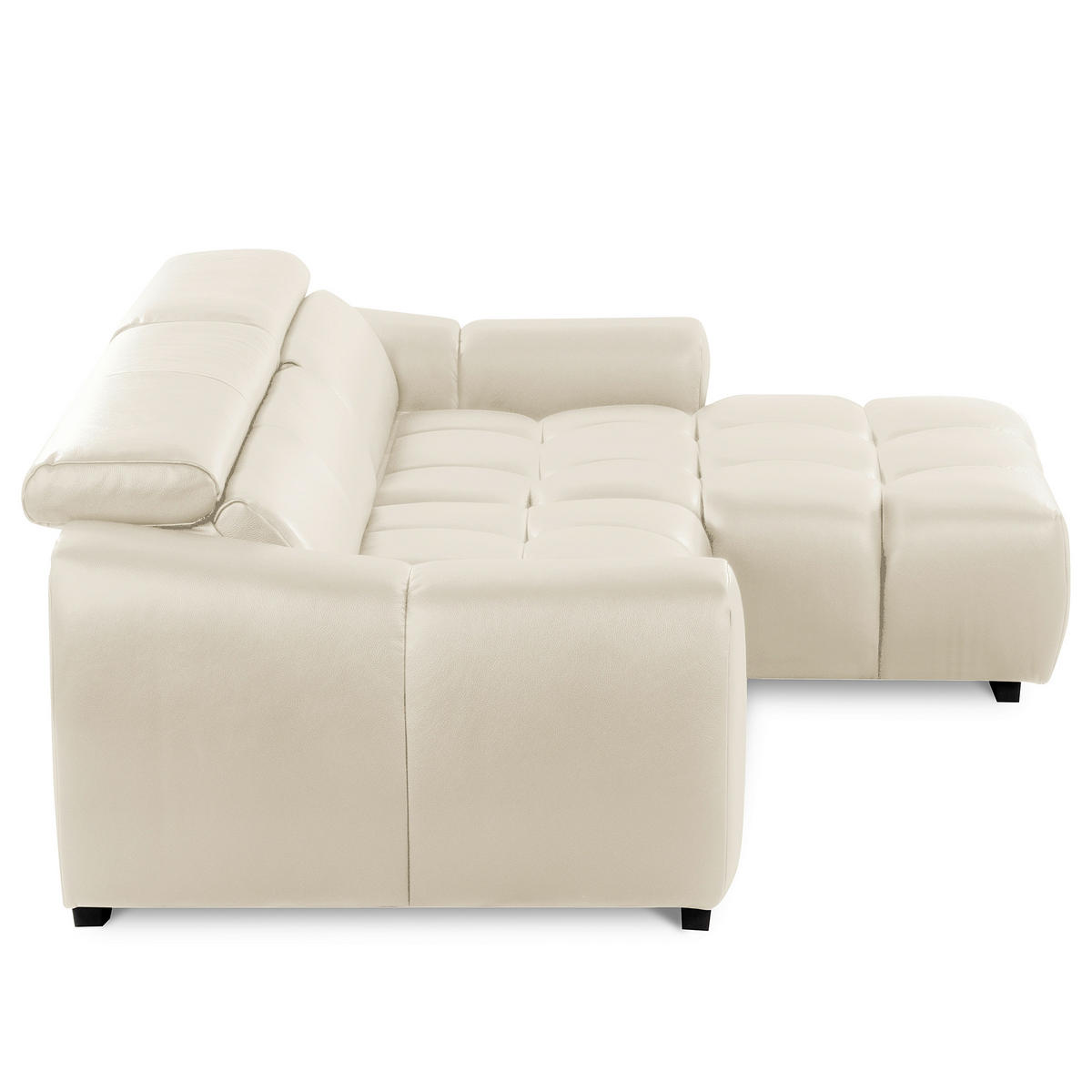 ECKSOFA  Echtleder Creme  - Creme/Schwarz, Design, Leder/Kunststoff (274/177cm) - Livetastic