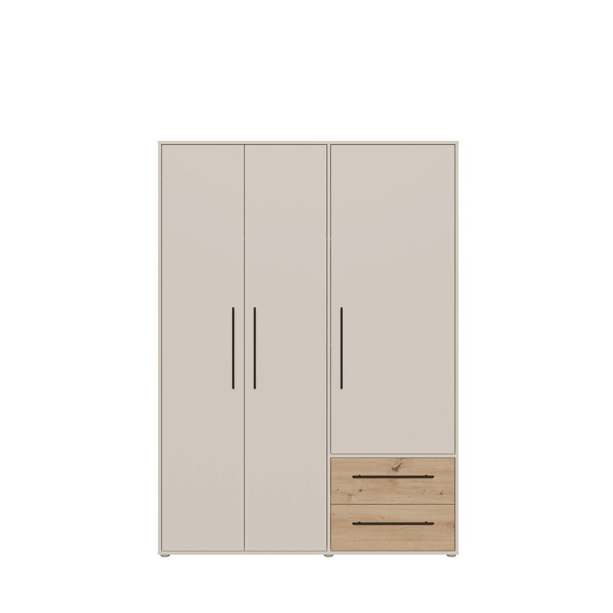 KLEIDERSCHRANK 144/200/59 cm,  in Sandfarben, Eiche Artisan, 3 Tür(en)  - Sandfarben/Schwarz, KONVENTIONELL, Holzwerkstoff/Kunststoff (144/200/59cm) - Milino