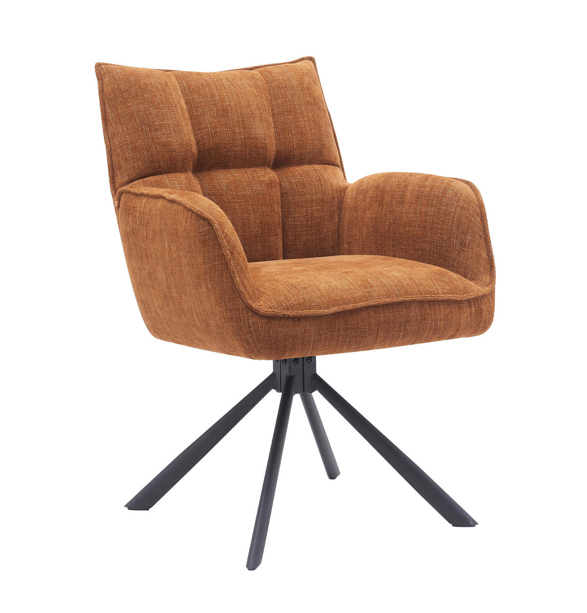 ARMLEHNSTUHL-SET 2 Stück  in Chenille  - Rostfarben/Schwarz, MODERN, Textil/Metall (59/86/65cm) - Livetastic