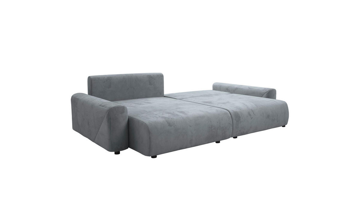 Ecksofa inkl. Funktion Graublau Cord  - Graublau/Schwarz, MODERN, Kunststoff/Textil (168/238cm) - Stylife