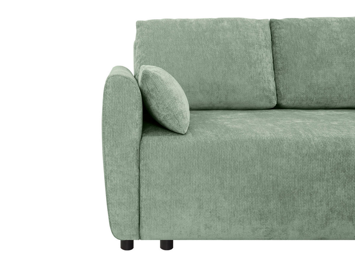 SCHLAFSOFA Chenille Mintgrün  - Schwarz/Mintgrün, KONVENTIONELL, Kunststoff/Textil (161/90/108cm) - Carryhome