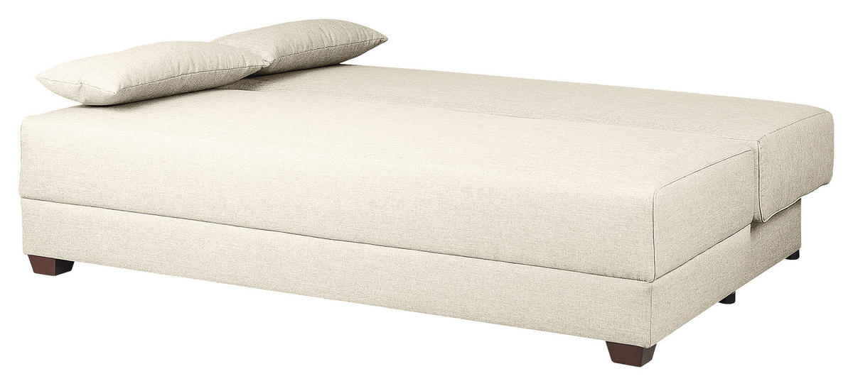 SCHLAFSOFA in Webstoff Creme  - Dunkelbraun/Creme, Design, Holz/Textil (202/85/110cm) - MID.YOU