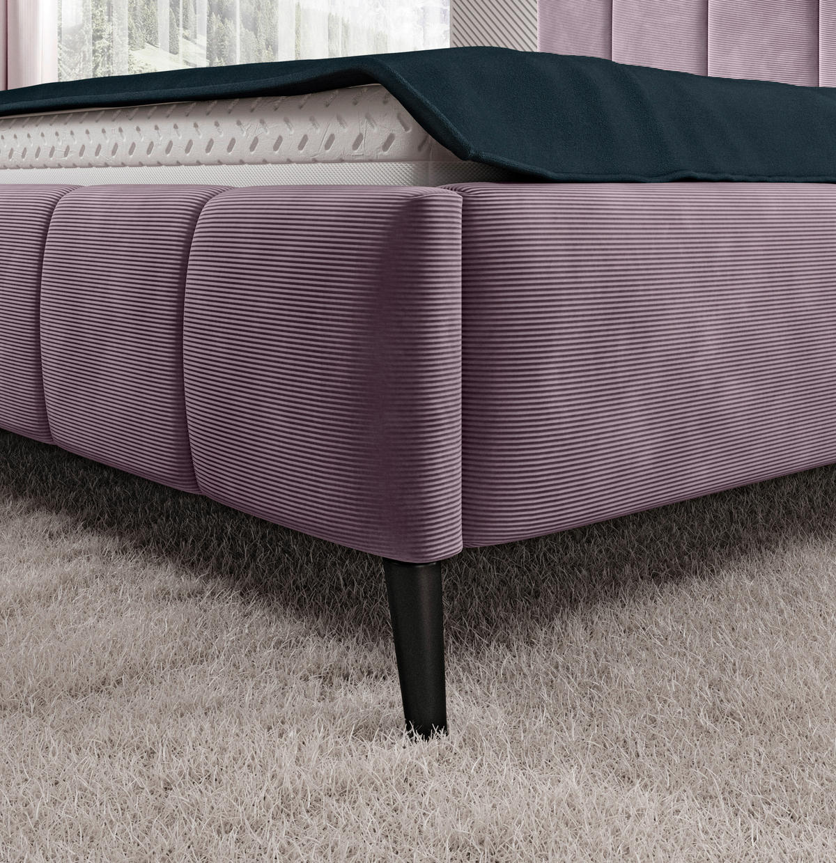 POLSTERBETT 160/200 cm  in Lila  - Lila/Schwarz, Trend, Holz/Textil (160/200cm) - home24