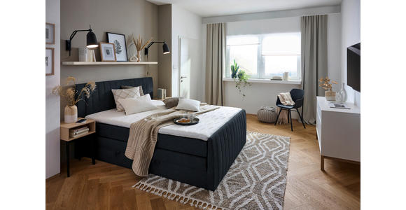 BOXSPRINGBETT 160/200 cm in Schwarz - Schwarz, KONVENTIONELL, Kunststoff/Textil (160/200cm) - Carryhome