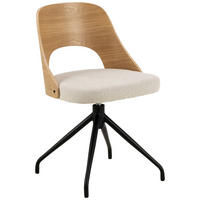 STOL, tekstil, leseni material barve hrasta, bež  - črna/barve hrasta, Moderno, kovina/tekstil (48/79/53cm) - MID.YOU