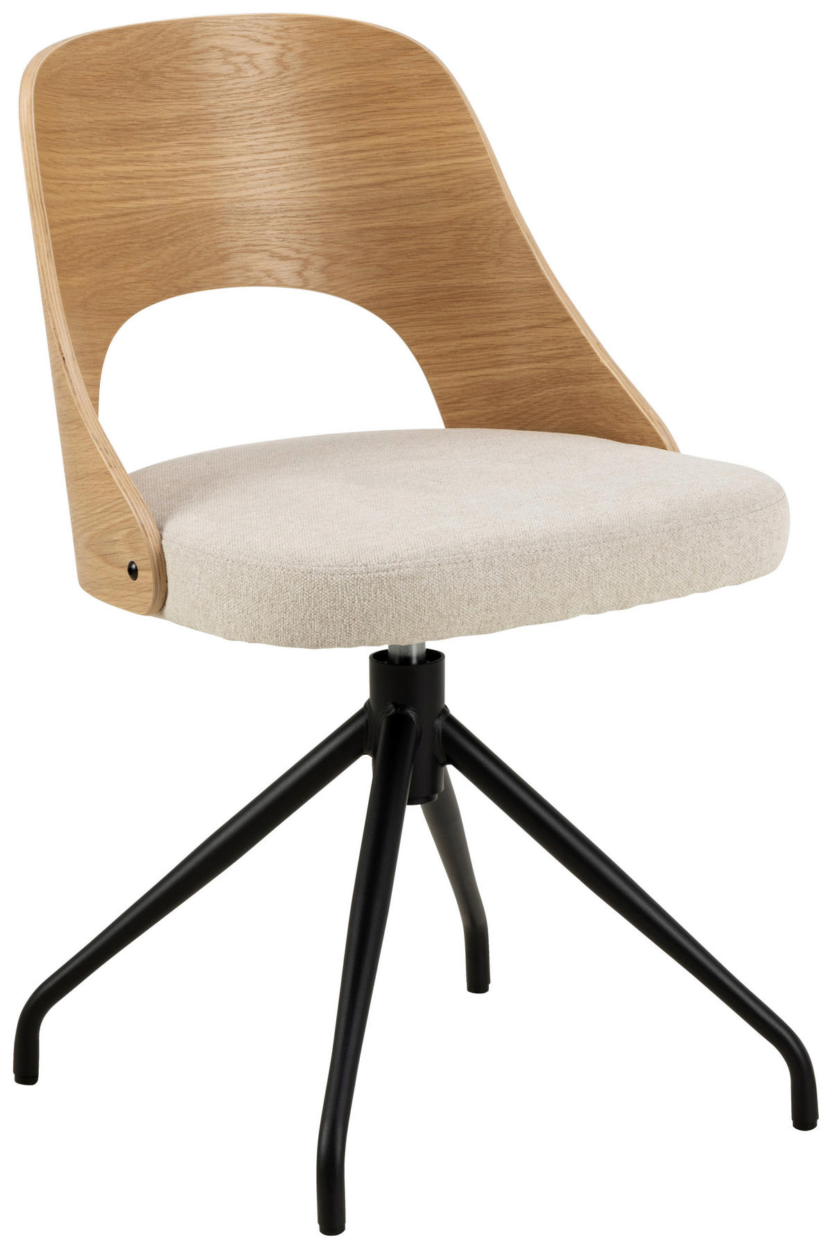 STOL, tekstil, leseni material barve hrasta, bež  - črna/barve hrasta, Moderno, kovina/tekstil (48/79/53cm) - MID.YOU