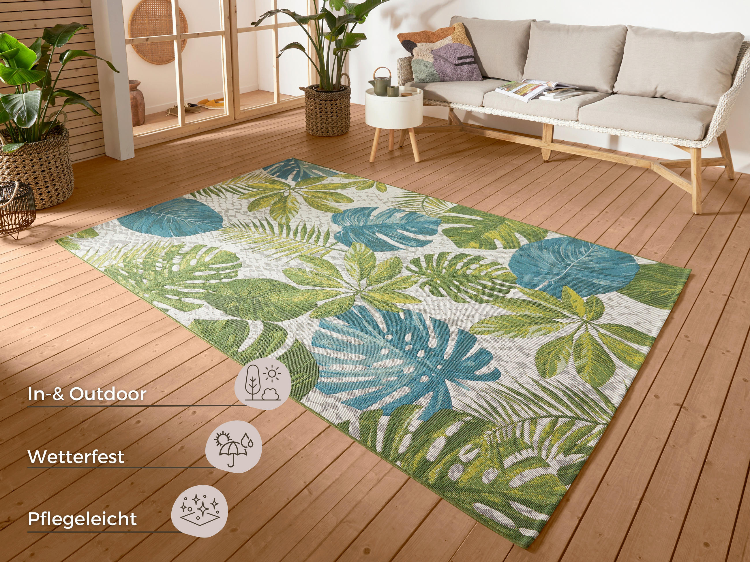 OUTDOORTEPPICH 240/340 cm Flair Grün, Türkis  - Türkis/Grün, Design, Kunststoff (240/340cm)