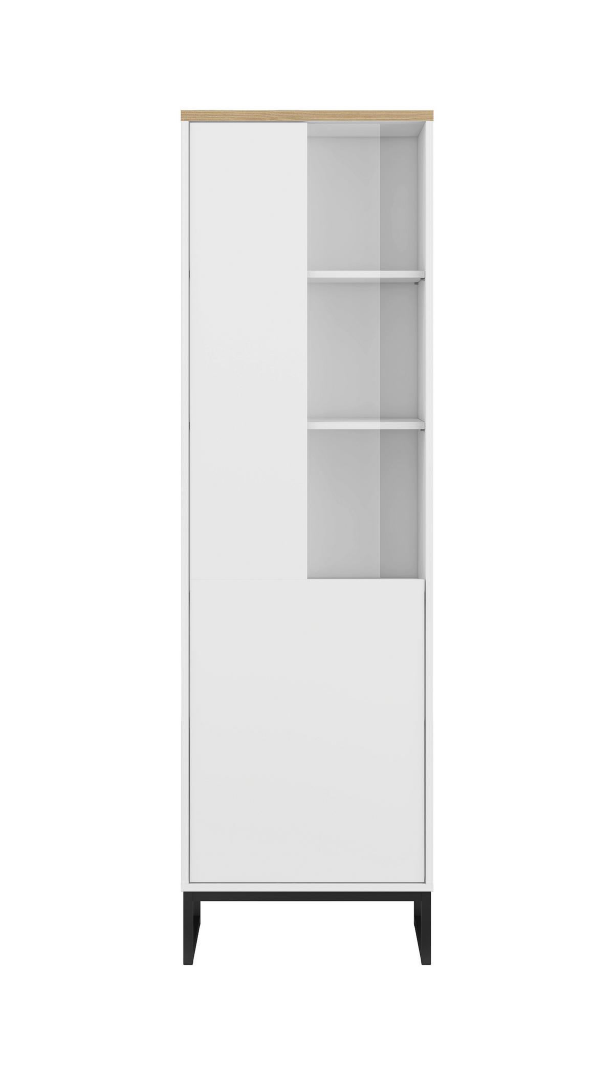 VITRINE Alto in Weiß, Eichefarben  - Eichefarben/Schwarz, Design, Glas/Holzwerkstoff (53,4/180,7/36,5cm) - MID.YOU