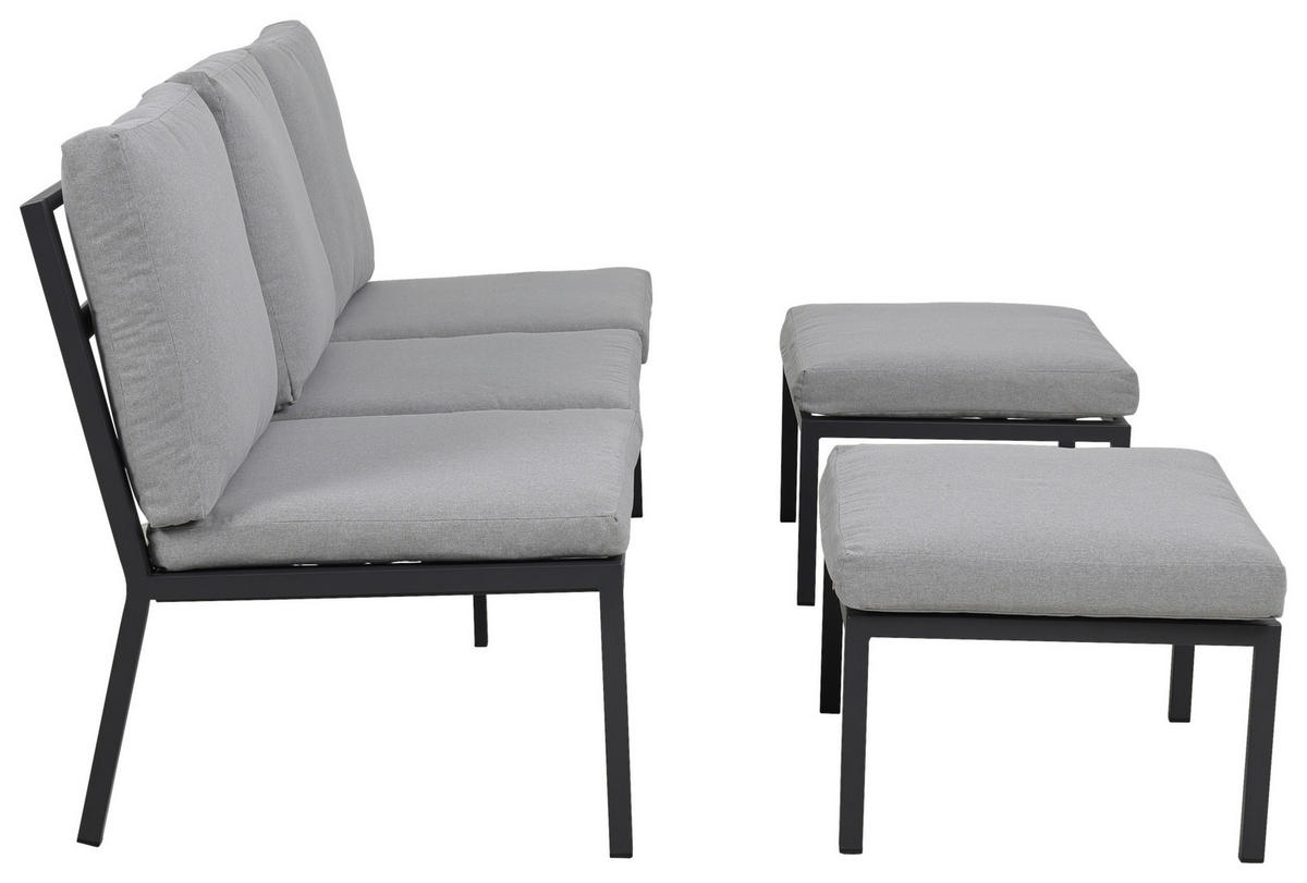 GARTENSET Webstoff Eisen  - Grau, Design, Textil/Metall (165/77/84cm) - Ambia Garden