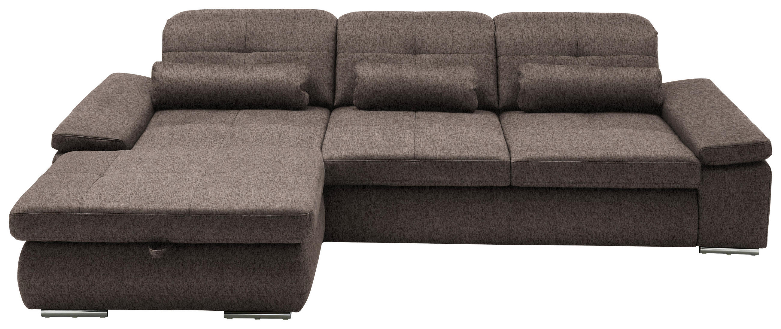 ECKSOFA  in Flachgewebe Graubraun  195/309 cm  - Chromfarben/Graubraun, Design, Textil (195/309cm) - Beldomo Style