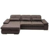 ECKSOFA  in Flachgewebe Graubraun  195/309 cm  - Chromfarben/Graubraun, Design, Textil (195/309cm) - Beldomo Style