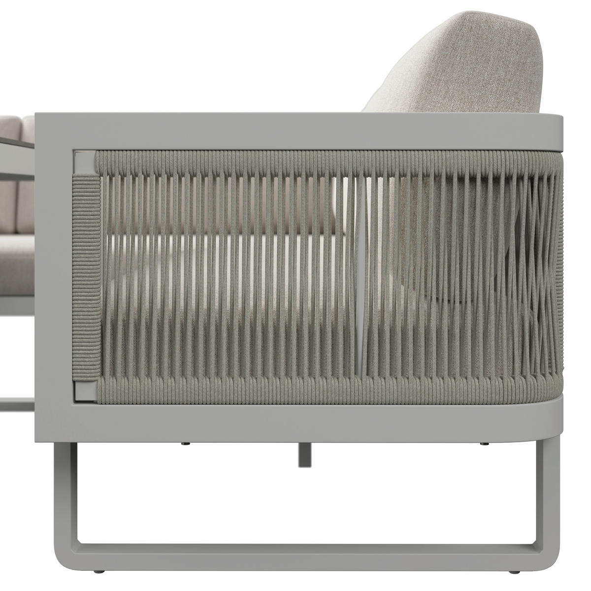 DINING-LOUNGESET 190/241 cm Aluminium  - Beige/Hellgrau, Design, Glas/Textil (190/241cm) - Amatio