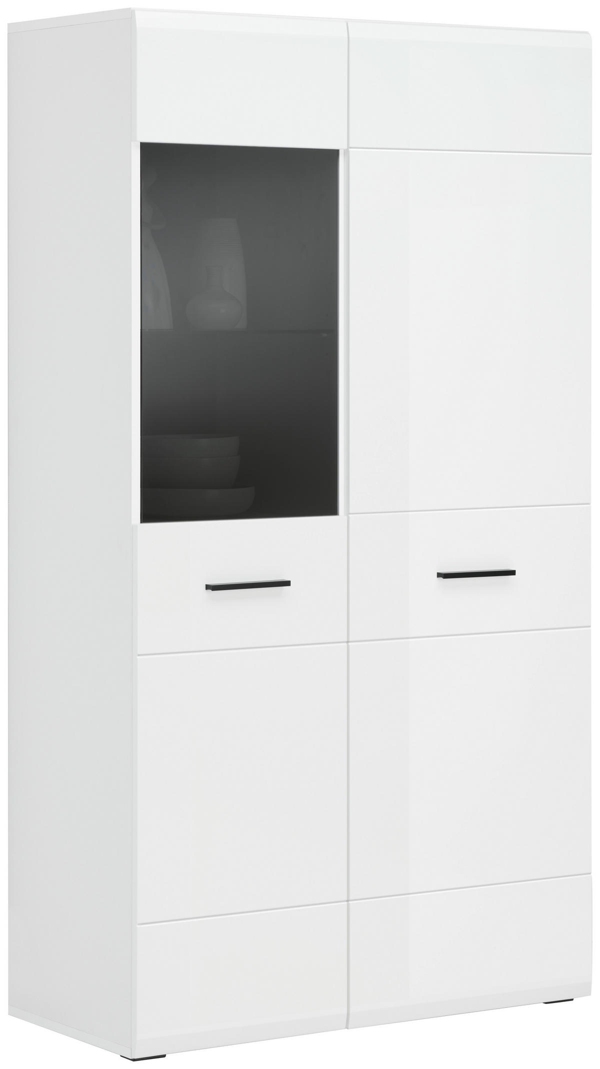 VITRÍNA, bílá, antracitová, 90/164/41 cm - bílá/antracitová, Moderní, kompozitní dřevo/plast (90/164/41cm) - Hom`in