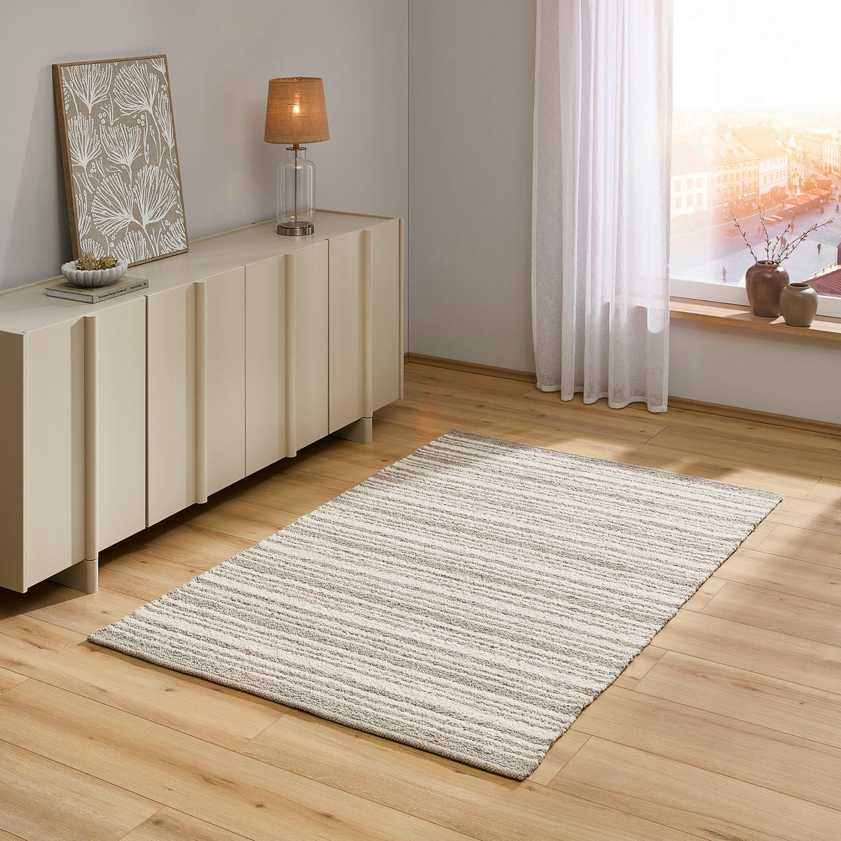 HANDWEBTEPPICH Wohnzimmer 130/190 cm Grauweiß rechteckig  - Grauweiß, Natur, Textil (130/190cm) - Linea Natura