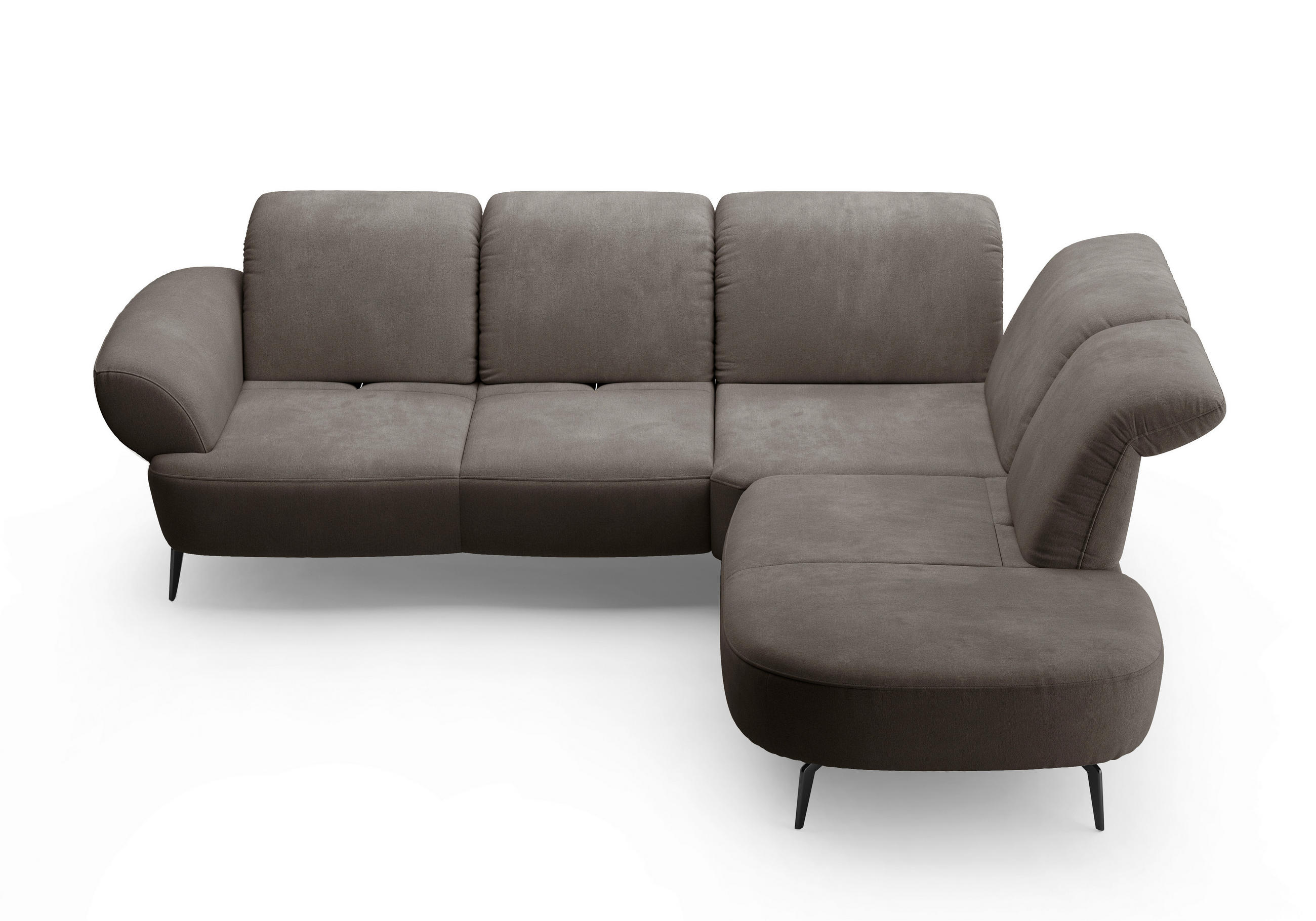 ECKSOFA in Flachgewebe Graphitfarben - Schwarz/Graphitfarben, Modern, Textil/Metall (302/270cm) - Sit & More