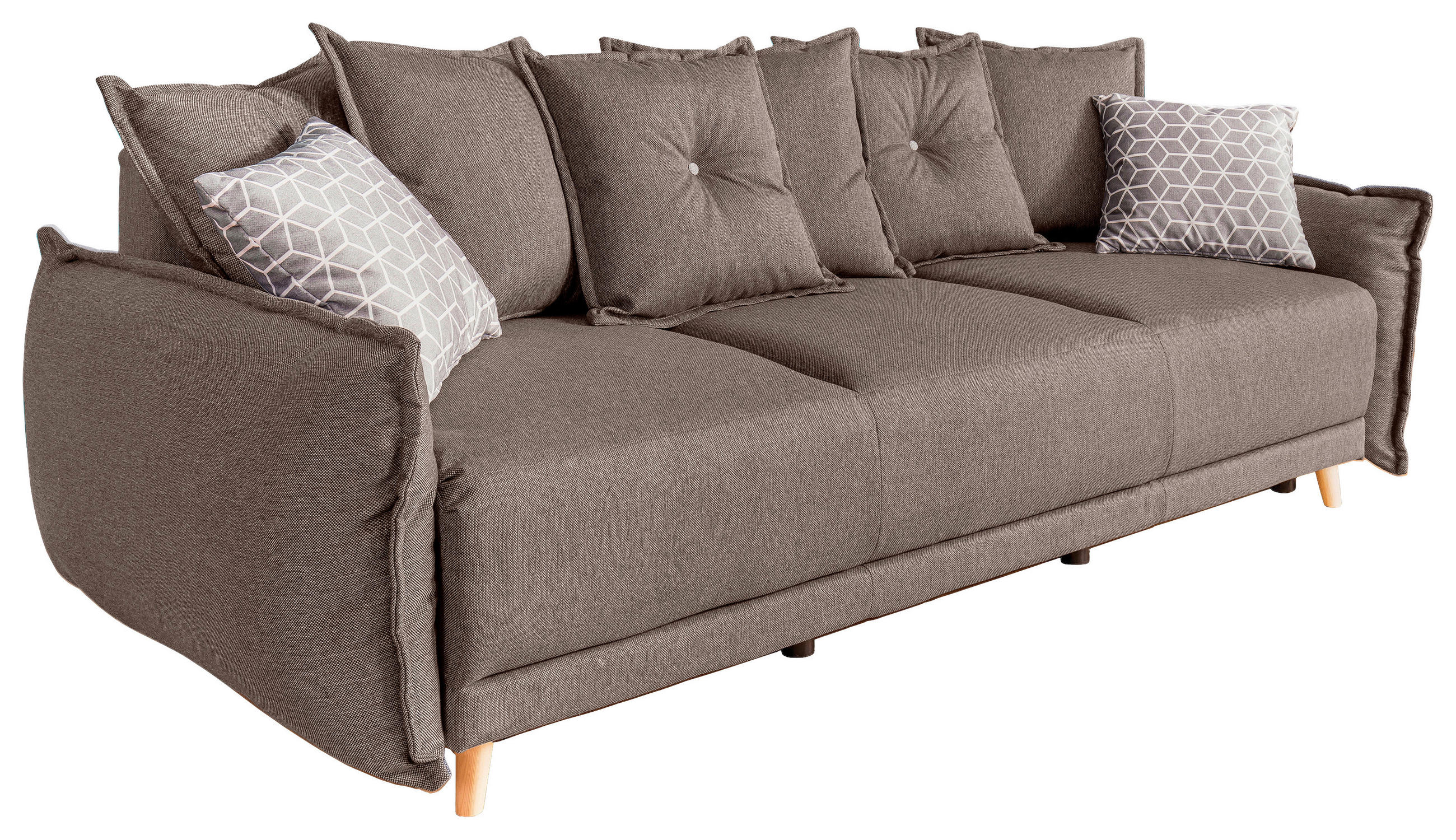 SCHLAFSOFA Webstoff Hellbraun  - Hellbraun/Hellgrau, Basics, Holz/Textil (230/80/100cm) - MID.YOU