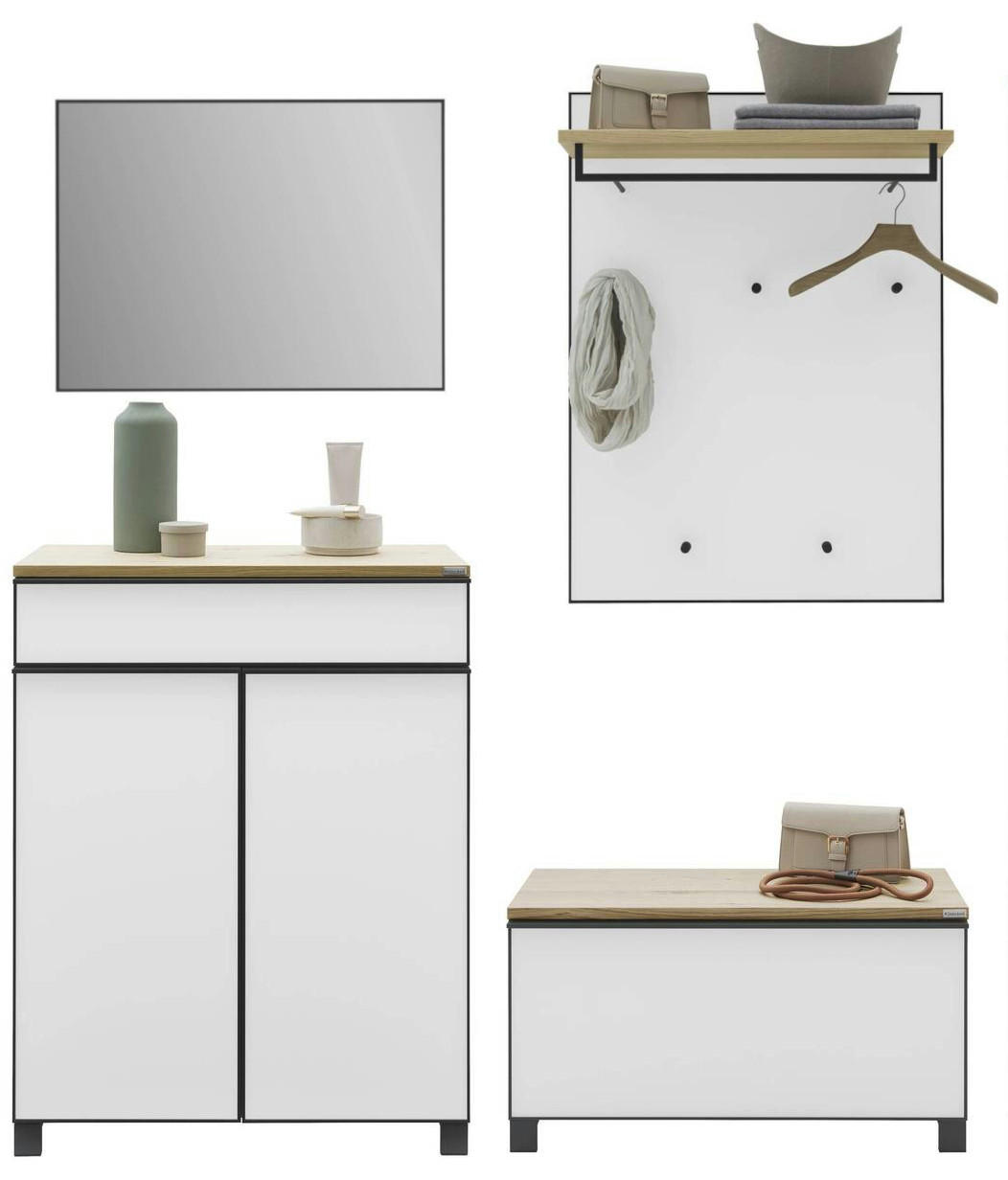 GARDEROBE 4-teilig  in 180/193/37 cm  - Eichefarben/Weiß, Design, Glas/Holz (180/193/37cm) - Dieter Knoll