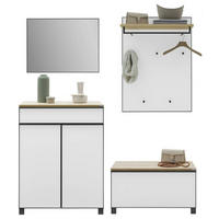GARDEROBE 4-teilig  in 180/193/37 cm  - Eichefarben/Weiß, Design, Glas/Holz (180/193/37cm) - Dieter Knoll