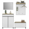 GARDEROBE 4-teilig  in 180/193/37 cm  - Eichefarben/Weiß, Design, Glas/Holz (180/193/37cm) - Dieter Knoll