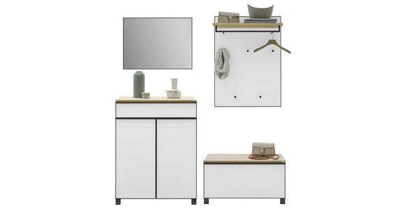 GARDEROBE 4-teilig  in 180/193/37 cm  - Eichefarben/Weiß, Design, Glas/Holz (180/193/37cm) - Dieter Knoll