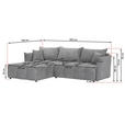 ECKSOFA Grau Plüsch Zierkissen, Rückenkissen, Bettkasten, Schlaffunktion, Rücken echt, Liegefläche im Originalstoff  - Schwarz/Grau, KONVENTIONELL, Kunststoff/Textil (253/192cm) - Carryhome