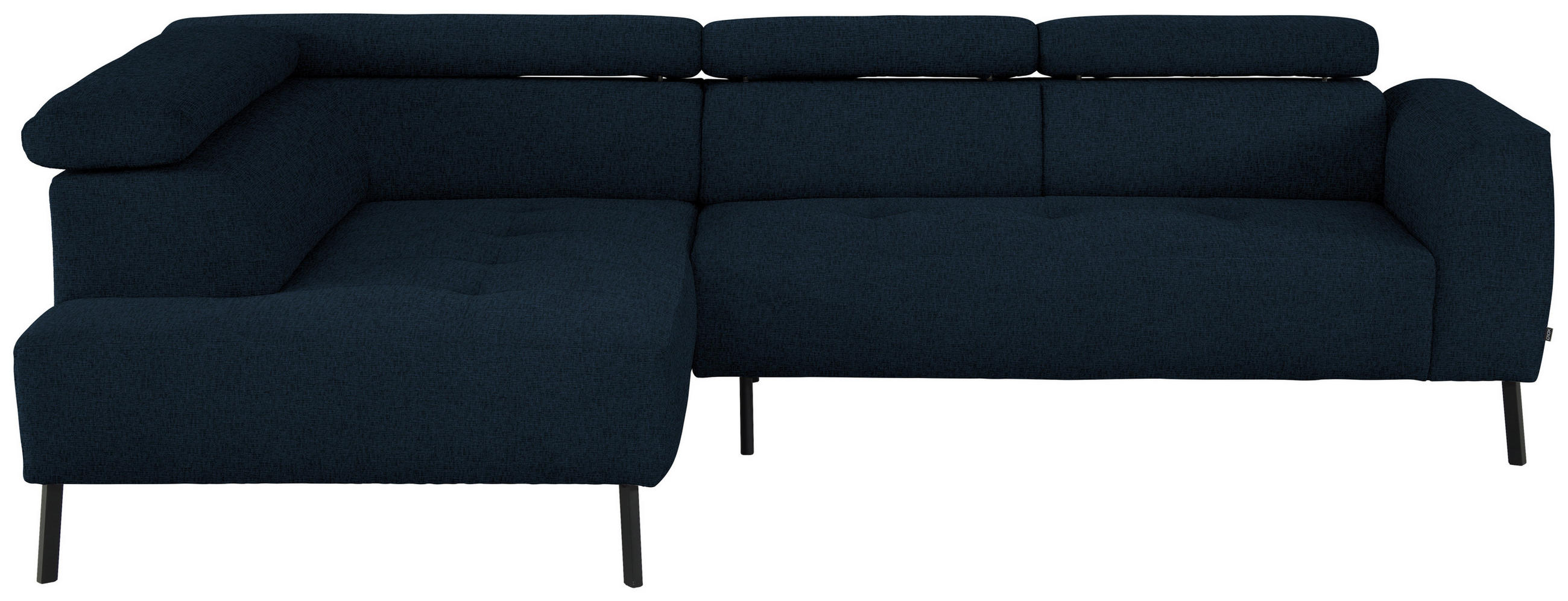 ECKSOFA  in Chenille Dunkelblau  205/280 cm  - Schwarz/Dunkelblau, Design, Textil/Metall (205/280cm) - Xora