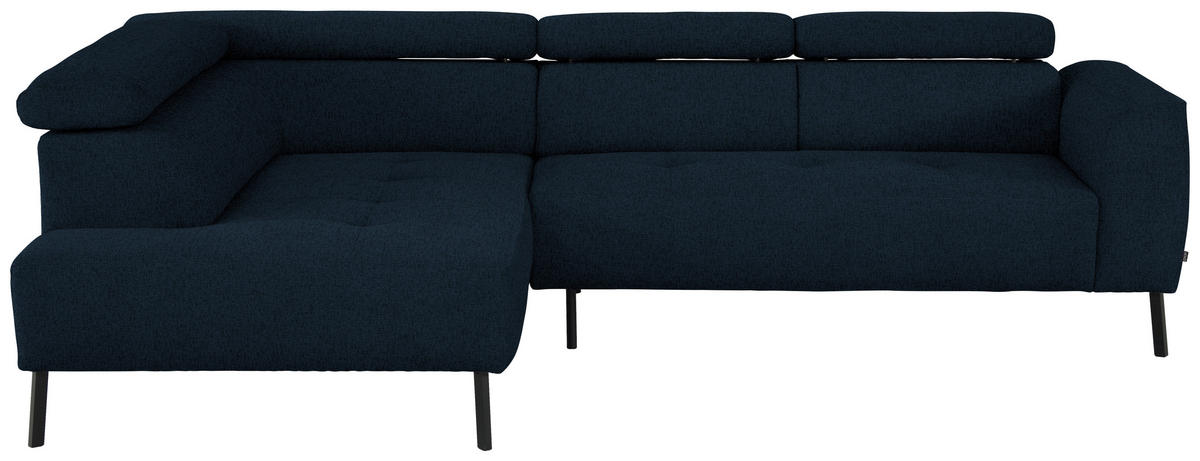 ECKSOFA in Chenille Dunkelblau  205/280 cm  - Schwarz/Dunkelblau, Design, Textil/Metall (205/280cm) - Xora