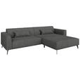 ECKSOFA  in Chenille Dunkelgrau Rückenkissen  300/190 cm  - Dunkelgrau/Schwarz, MODERN, Textil/Metall (300/190cm) - Carryhome