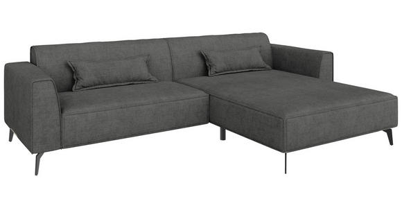 ECKSOFA  in Chenille Dunkelgrau Rückenkissen  300/190 cm  - Dunkelgrau/Schwarz, MODERN, Textil/Metall (300/190cm) - Carryhome