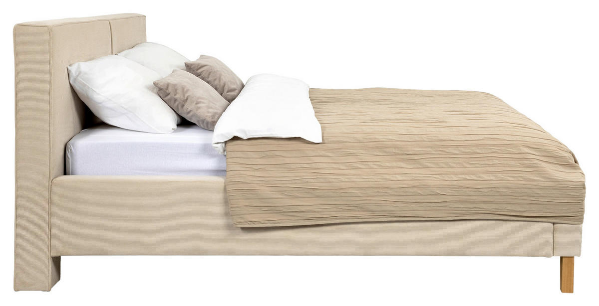 POLSTERBETT Creme 180/200 cm  - Eichefarben/Creme, MODERN, Holz/Textil (180/200cm) - MID.YOU